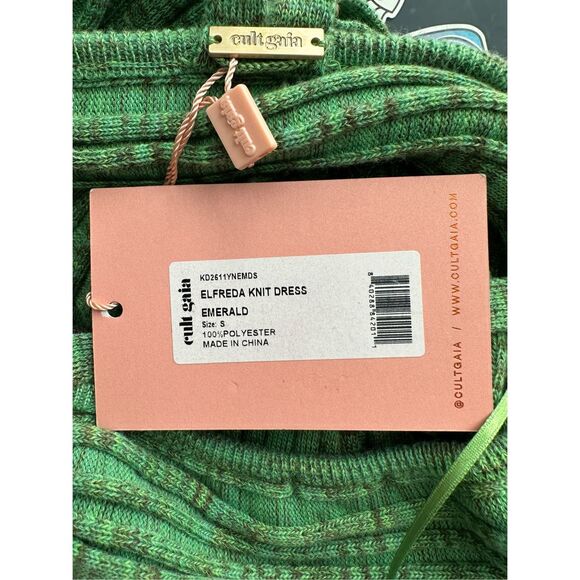 NWT Cult Gaia Halter Cutout Side Slit Elfreda Knit Midi Dress Emerald Small $425 - Picture 11 of 12